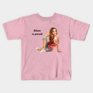 Good saying believe in yourself beautiful drawing for youth Kids T-Shirt